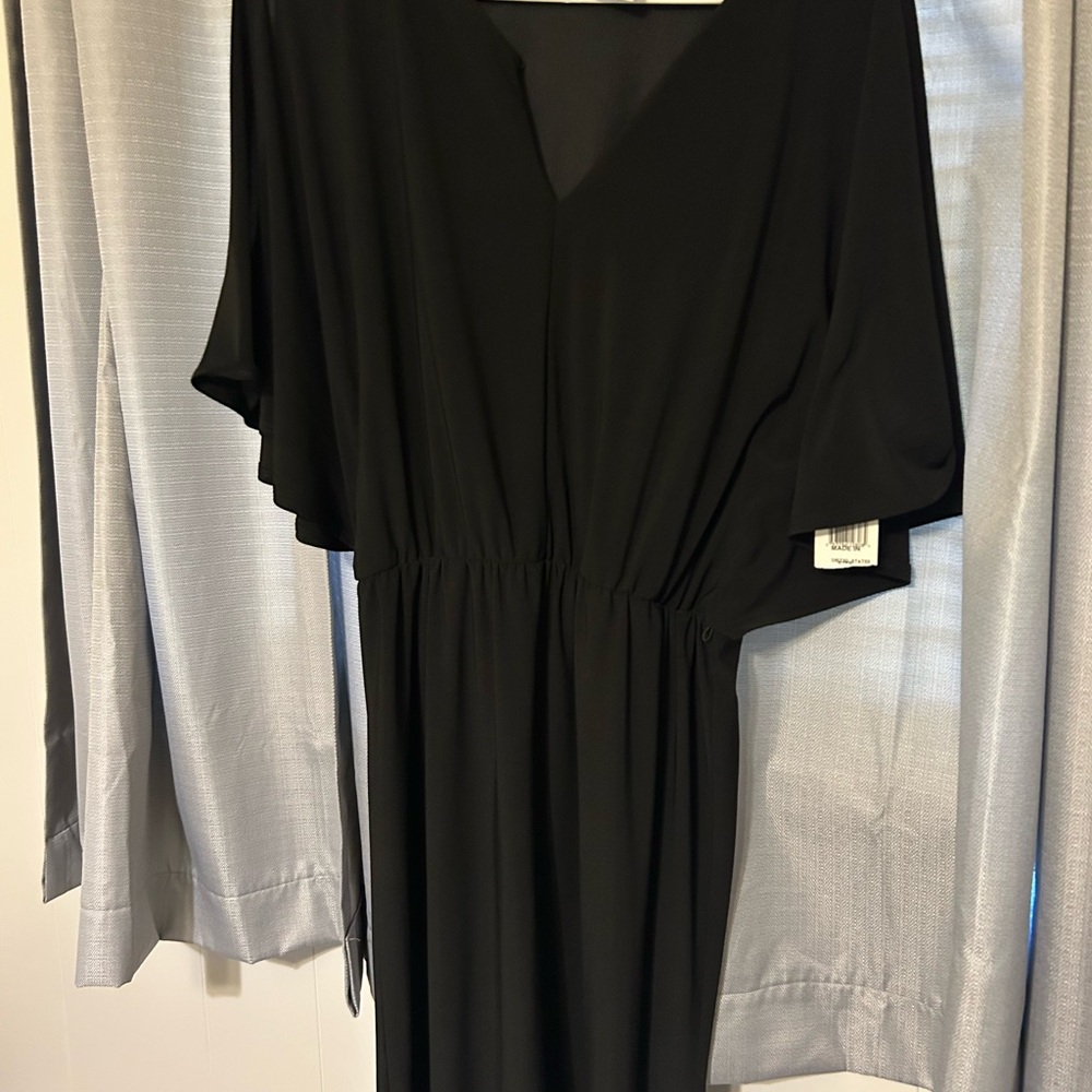 J.B.S. Black Tiered Wrap Dress with Dolman Sleeves
